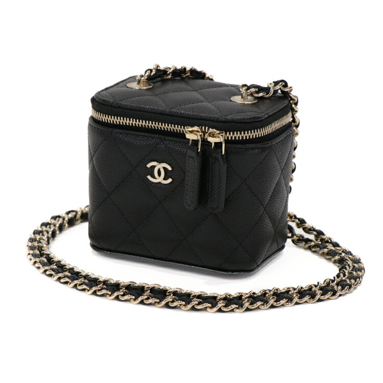【未当て嵌める品】CHANEL ミニ バニティ チェーン店御徒面子 レディース御徒面子 差し交わす上半身 ショルダーバッグ 手当たり次第番 AP2158 キャビア人はだ なめし革黒いこと 5186629JC4 【中古】