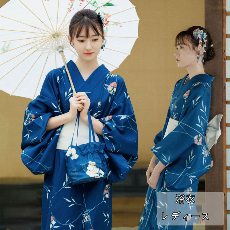 モダン花柄浴衣 白・黒 浴衣、帯、下駄、帯紐、バック、髪飾り 全て揃っています♪ モダン花柄浴衣 白・黒 浴衣、帯、下駄、帯紐、バック、髪飾り