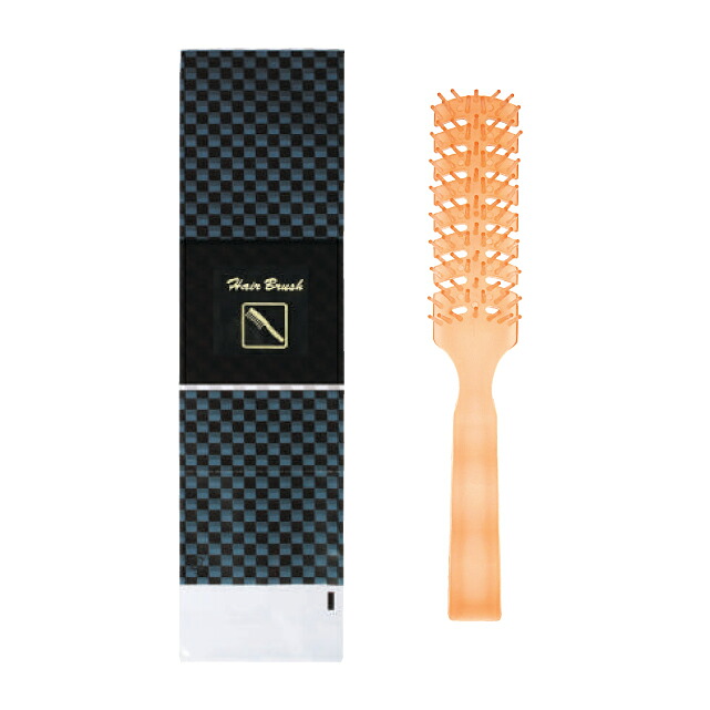 ヘアブラシ オレンジ スクエア柄袋入り 100本