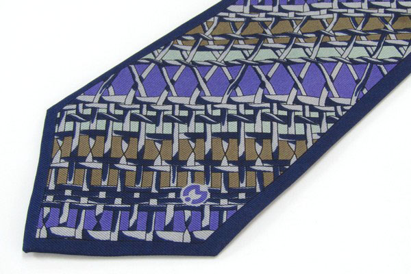 ミラショーン 4周年記念イベントが ストライプ柄 プリント柄 イタリア製 シルク100％ メンズ 激安超特価 送料無料 中古 ネクタイ 美品