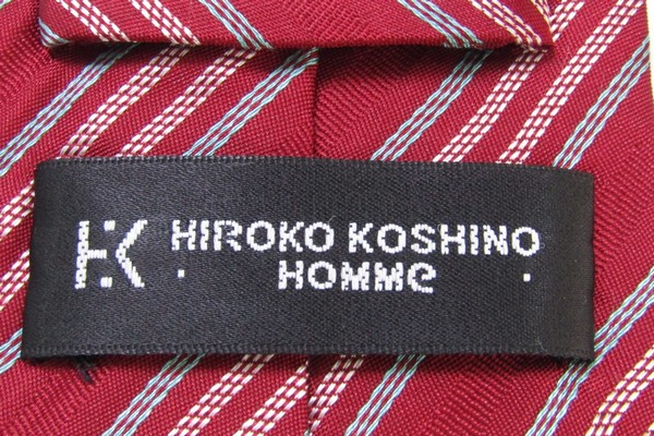 ヒロココシノストライプ柄日本製シルク100%メンズネクタイ送料無料【中古】【美品】