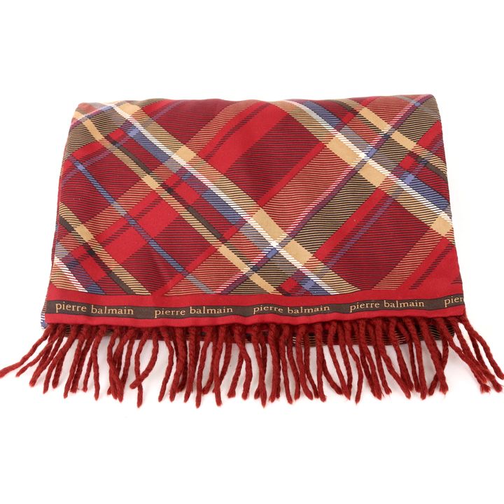 楽天市場】ピエール・バルマン マフラー チェック/無地 フリンジ