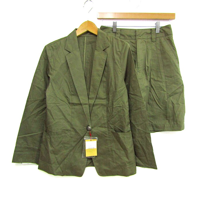 【39％OFFクーポン配布中 7/19 20:00～7/26 01:59】ジェイプレス セットアップ スーツ 未使用 ジャケット パンツ ブランド 上下セット レディース 7月9日サイズ カーキ J.PRESS 【中古】｜大特価屋