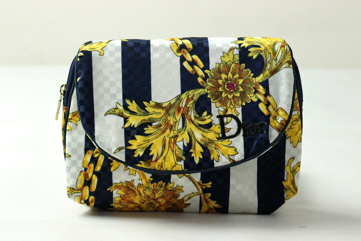 【美品】Christian Dior トロッター インディゴブルー ポーチ 美品】Christian Dior トロッター インディゴブルー ポーチ