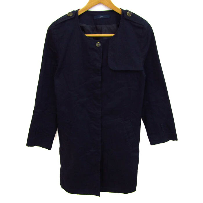 【39%OFFクーポン配布中 7/19 20:00~7/26 01:59】ソフィット トレンチコート ノーカラー アウター レディース 3サイズ ネイビー Soffitto 【中古】|大特価屋