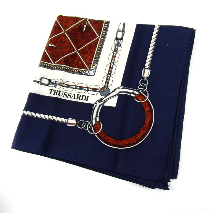 楽天市場】トラサルディ シルク スカーフ 大判 ネイビー×ホワイト 豪華