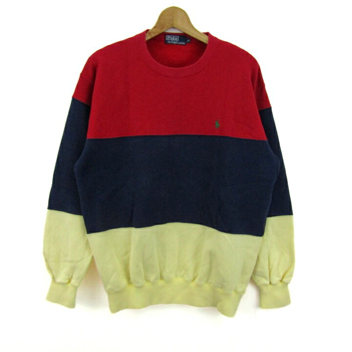 ポロバイラルフローレン 汗水 調教師 トップス 裏起毛 メンズ M大きさ 赤×紺×黄 Polo by Ralph Lauren 【中古】