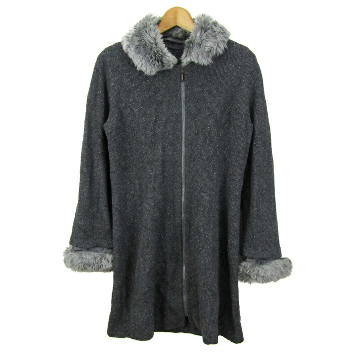ランバン 羊毛厚地の外套 稲荷毛革 アウター レディース 40大きさ 薄墨色 LANVIN 【中古】