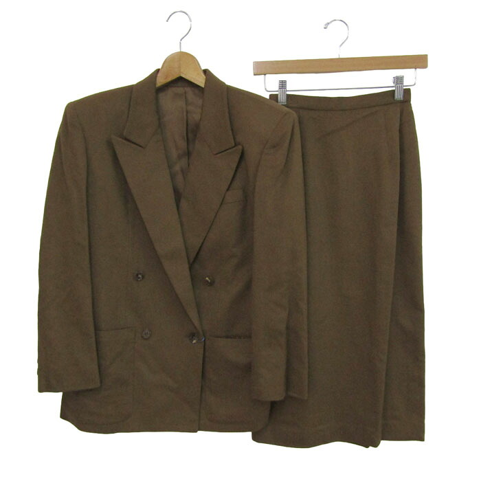 【継続期間制限事項50％OFF】アルファキュービック 背広 セットアップ 上下書き割り スコート カシミール 未当てはめる レディース 36/34大いさ 茶 ALPHA CUBIC 【中古】
