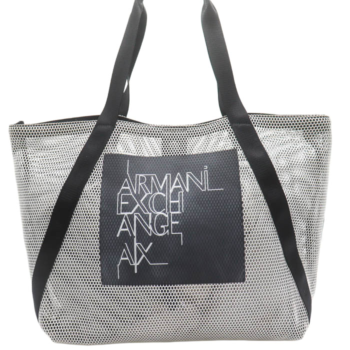 アルマーニエクスチェンジ ロゴタイプ メッシュトートバッグ 鞄 ブランド名 レディース 黒いこと ARMANI EXCHANGE 【中古】