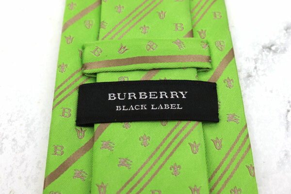バーバリーブラックレーベル Burberry Black Label ホースマーク B柄 ストライプ柄 日本製 シルク ロゴグラム柄 グリーン シルク ブランド ネクタイ 送料無料 中古 良品 Vmaphotographystudios Com