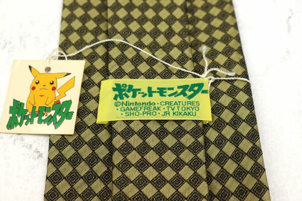 ポケットモンスター Pokemon ピカチュウ アニメ グッズ 日本製 シルク キャラクター柄 カーキ シルク ブランド ネクタイ 送料無料 中古 新品未使用 Christine Coppin Com