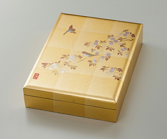 【金箔 箔一】花見鳥 手許箱(B5大いさ) 日用品雑貨・文房具・手芸-レターケース・デスクトレー