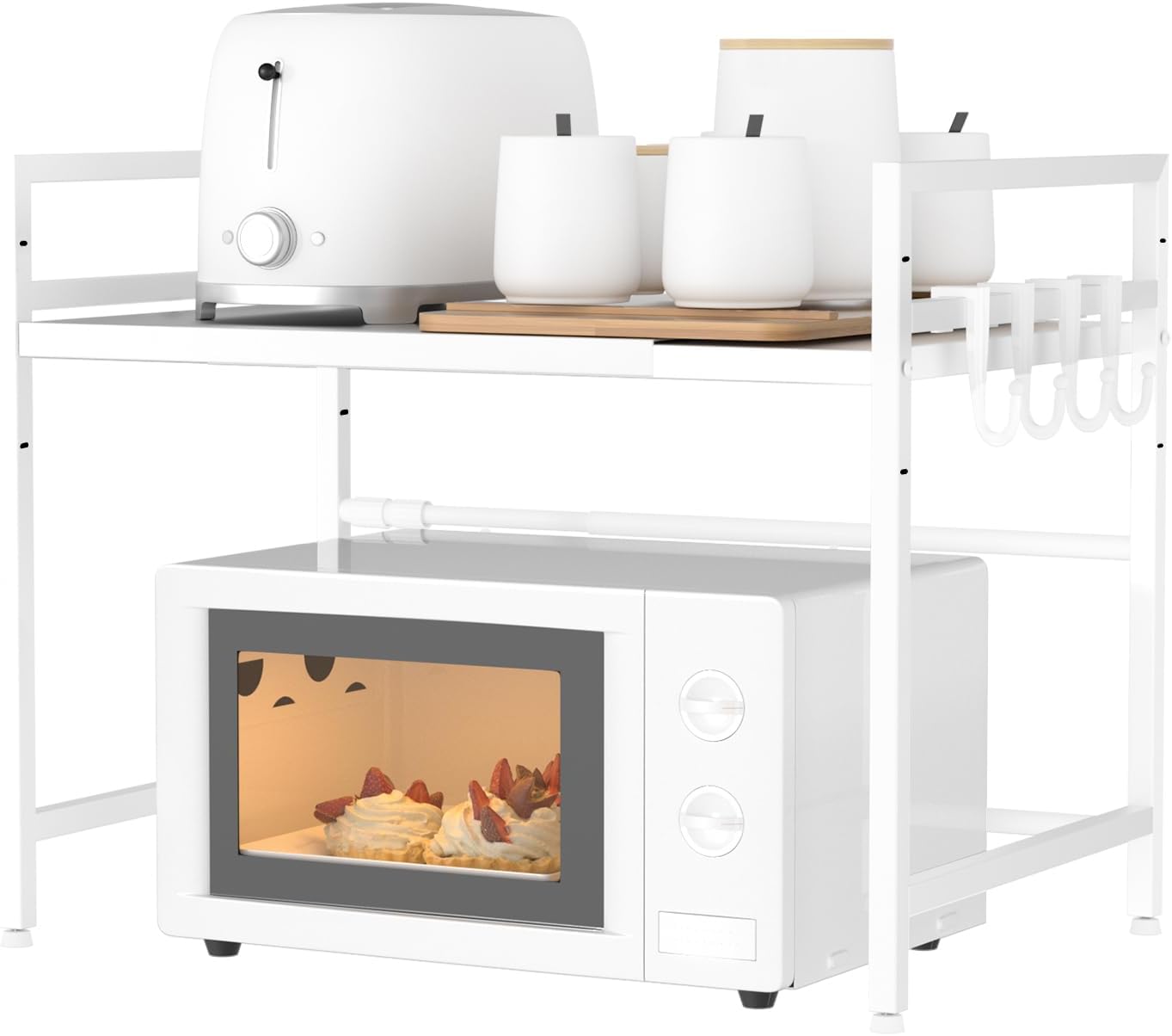 【最大2000円クーポン配布中】レンジ上ラック 伸縮式 幅39-65cm キッチンラック 電子レンジ対応 トースター・炊飯器収納 省スペース 3色展開