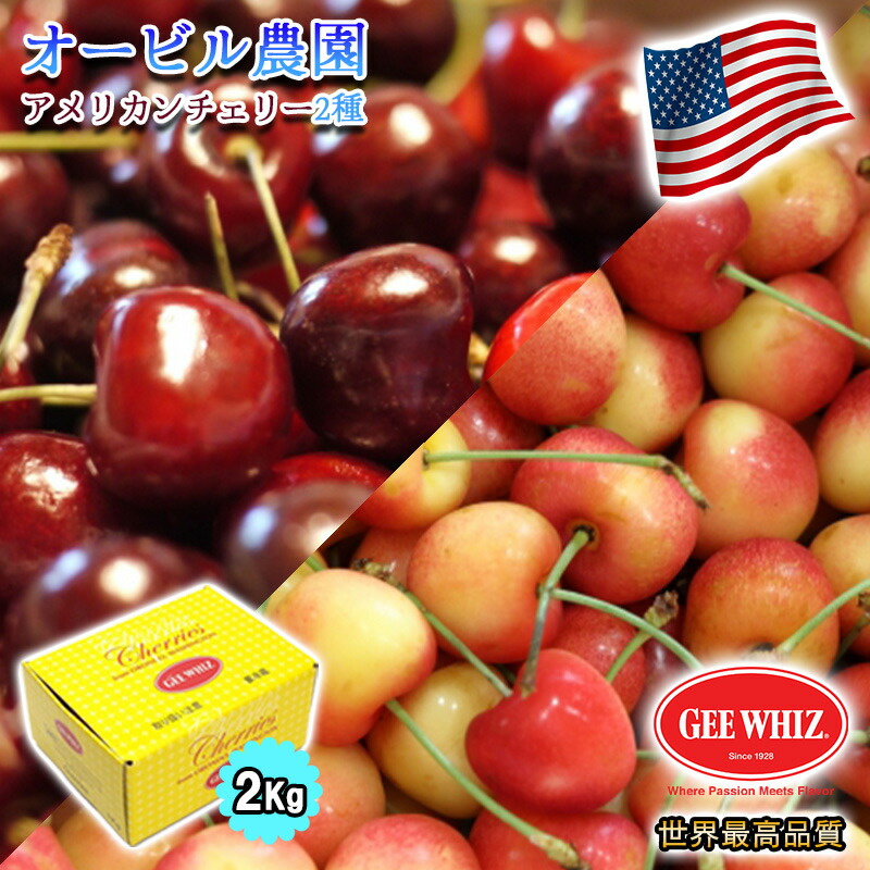 予約 アメリカンチェリー オービル農園 GEE WHIZ 大粒 レイニアチェリー ＆ ダークチェリー MIX 合計2kg 送料無料 世界最高品質 レーニアチェリー ダークチェリー チェリー cherry 【7月10日〜7月31日出荷予定】00005KD画像