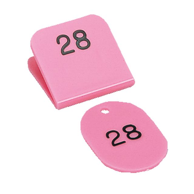共栄プラスチック 角型親子番号札．１－５０．ピンク CT-3-1-P