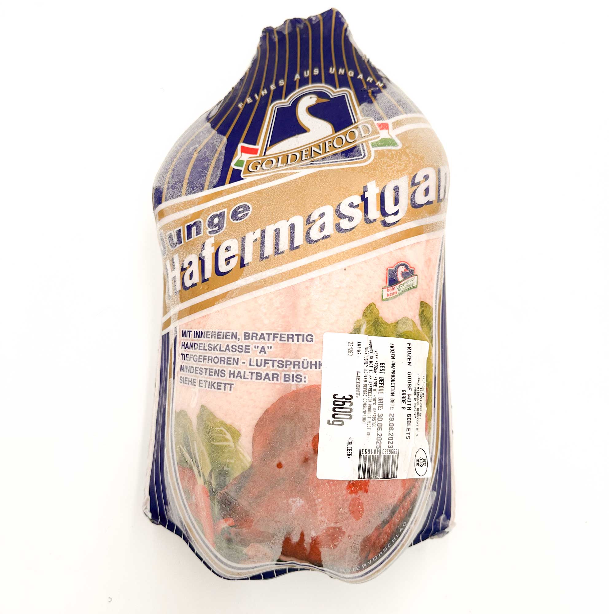 中抜き 丸ガチョウ 丸鵞鳥 約3.6kg ハンガリー産 冷凍 hafermastgans 予告なくパッケージデザインが変更される場合があります