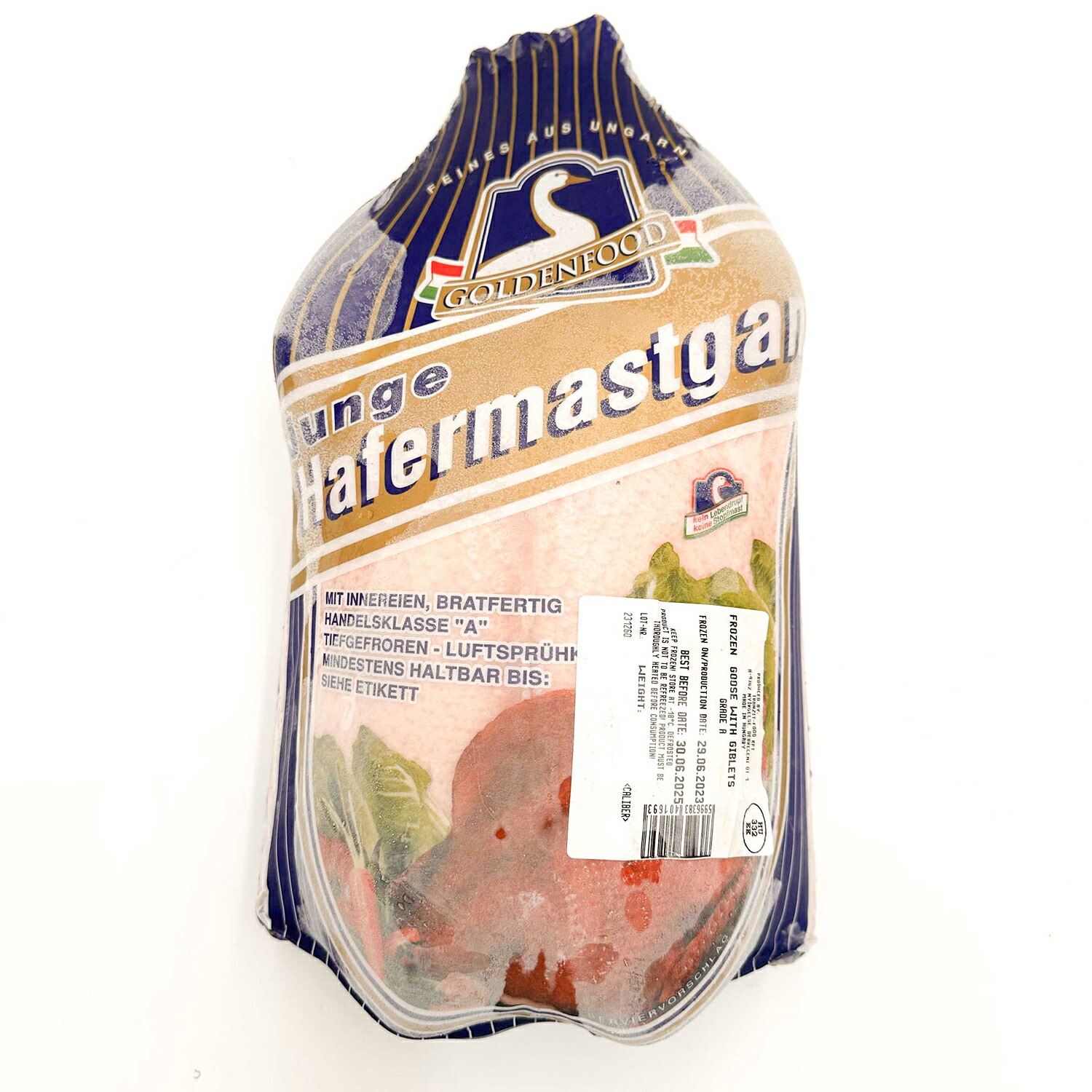 冷凍 丸ガチョウ 丸鵞鳥 約4kg ハンガリー産 中抜き グース hafermastgans 頭なし もつ付き クリスマスパーティー用 クリスマス お歳暮 【予告なくパッケージデザインが変更される場合があります】