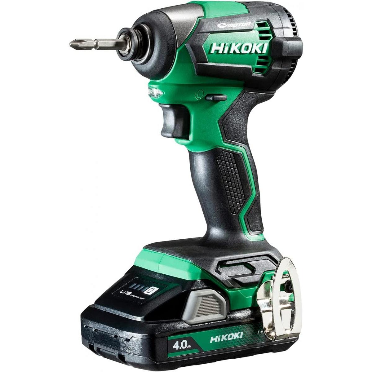 HiKOKI(ハイコーキ) 18V 充電式 インパクトドライバー アグレッシブグリーン 薄型18V 4.0Ah電池2個、充電器、ケース付　ビット別売り WH18DE (2LC)