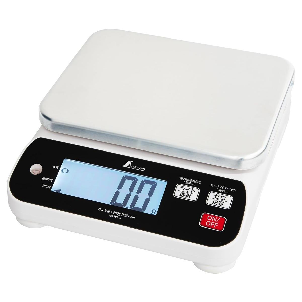 シンワ デジタルはかり WP 1000g 防塵防水 取引証明以外用 防塵・防水性能IP54 ステンレス皿付 オートパワーオフ 70035｜ダイユーエイト店