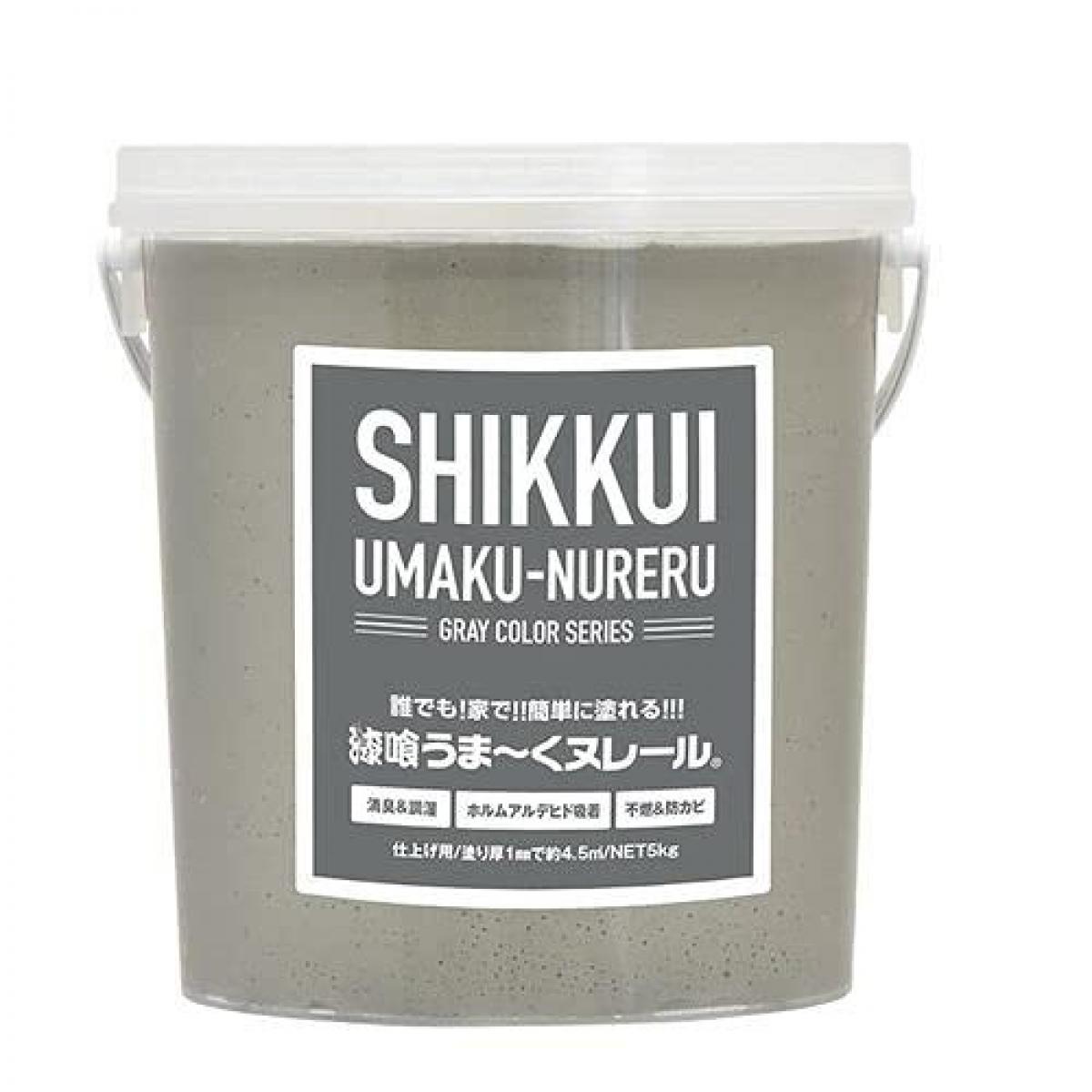 日本プラスター うま~くヌレール 5kg コンクリートグレー 漆喰 仕上げ用 塗り面積約4.5平米 DIY 吸湿 調湿 ペースト状 DIY 壁 模様替え