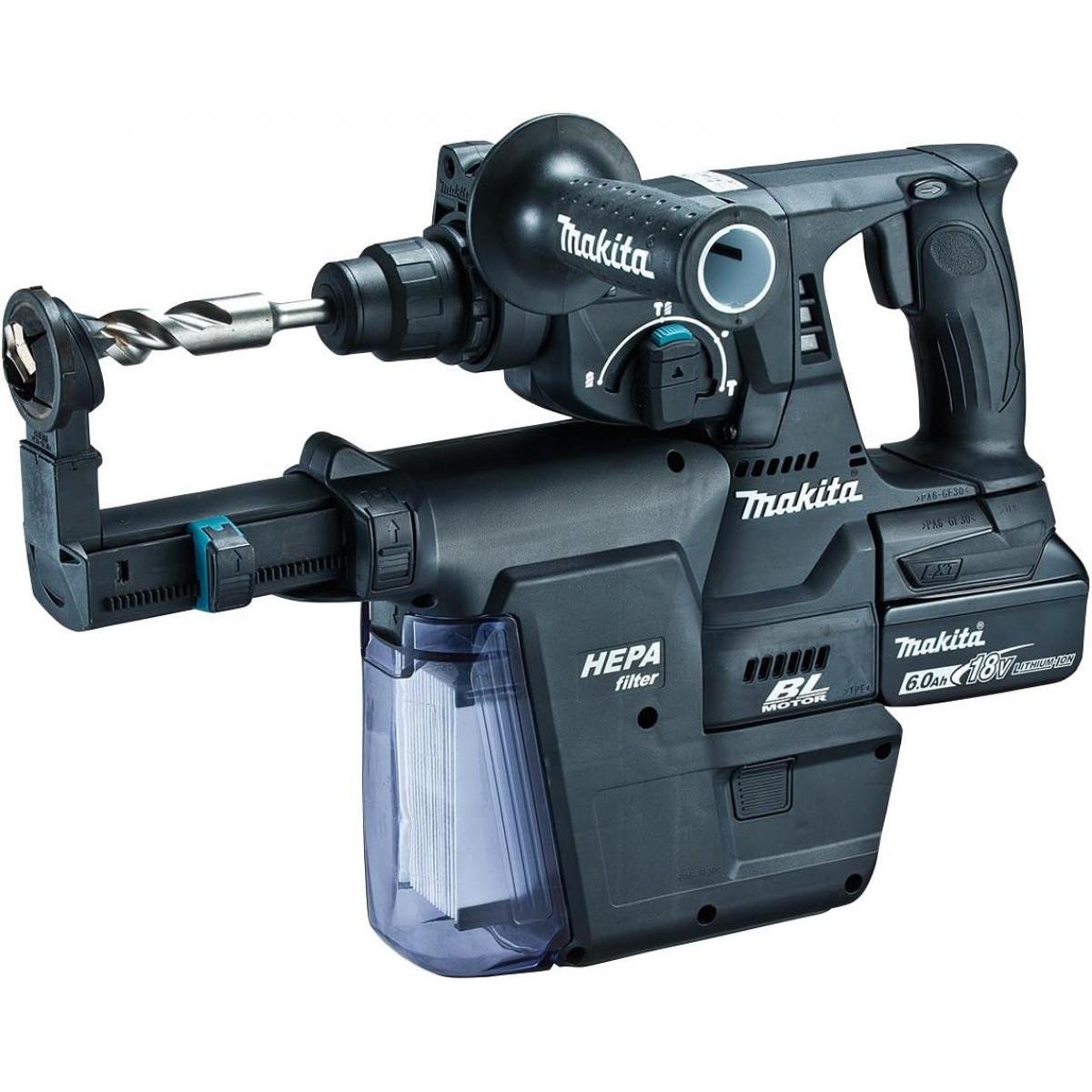 マキタ(makita) 24mm充電式ハンマドリル 集じんシステムDX01付 HR244DRGXVB(6.0Ah) 黒　バッテリー×2・充電器・ケース付 ビット別売