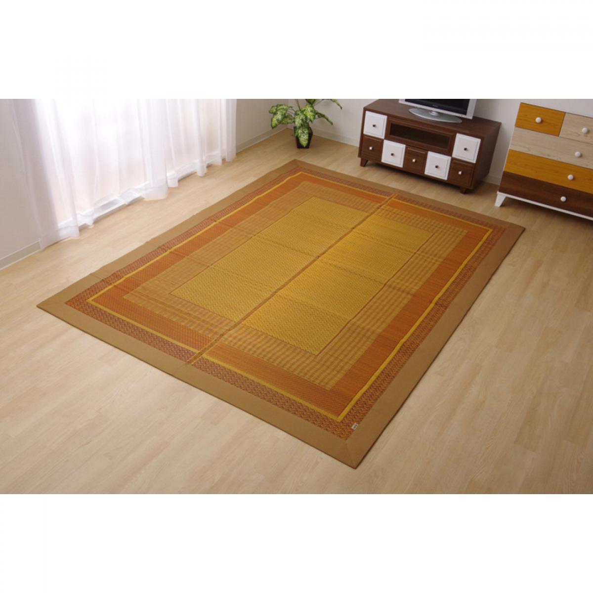 【I】【代引不可】イケヒコ い草 花ござ ランクス ラグタイプ 総色 花莚 ベージュ 約140×200cm 日本製 畳 カバー センターラグ い草【北海道・沖縄・離島不可】|ダイユーエイト店