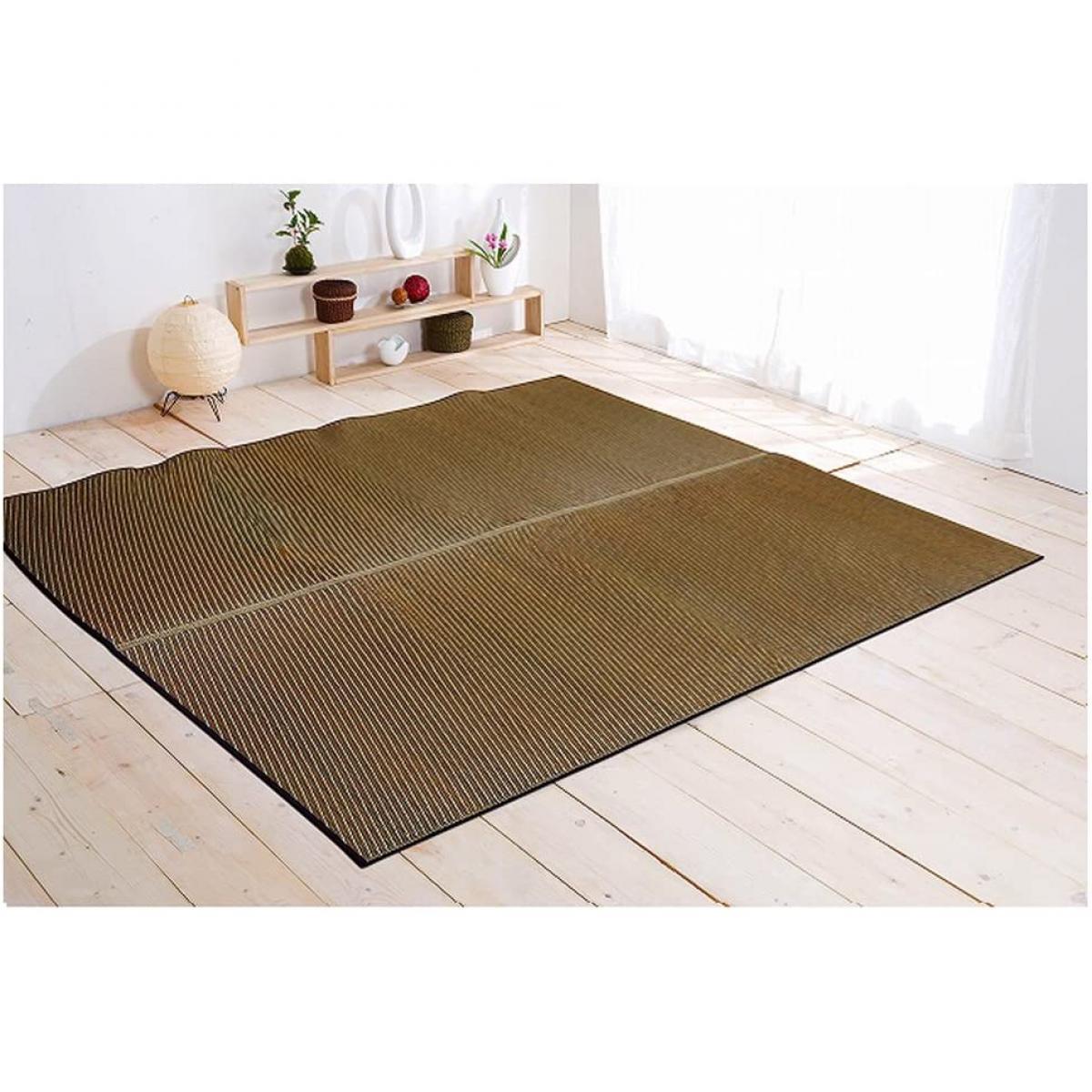 【I】【代引不可】イケヒコ い草ラグ カーペット 3.2畳 国産 Fソリッド ダークブラウン 約191&times;250cm(裏:ウレタン) 8213280【北海道・沖縄・離島不可】｜ダイユーエイト店
