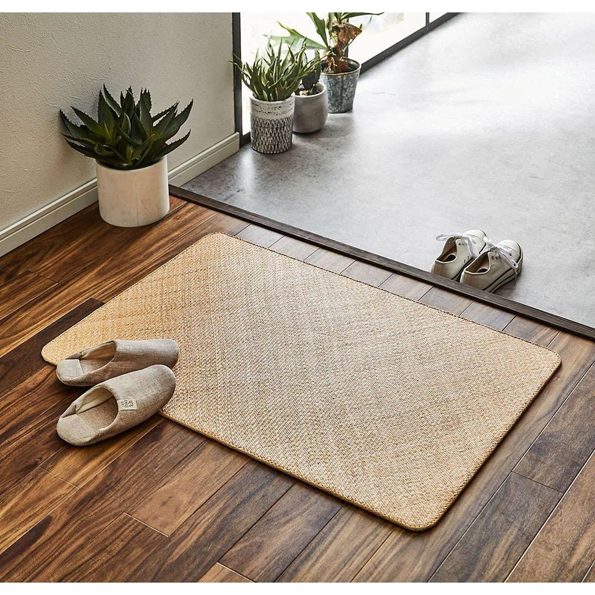 【I】【代引不可】イケヒコ 籐製網代ラグマット 宝麗 約60×90cm 5209710 天然ラタン 籐あじろ 玄関マット【北海道・沖縄・離島不可】