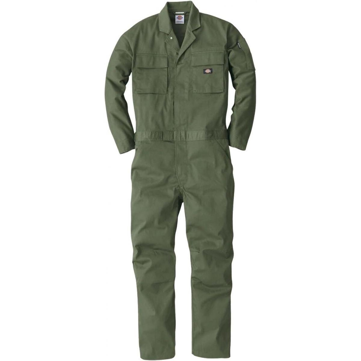コーコス ディッキーズ Dickies T/Cストレッチツナギ LL アーミー LLD-766 作業服 作業着 長袖 メンズ レディース つなぎ 作業衣料