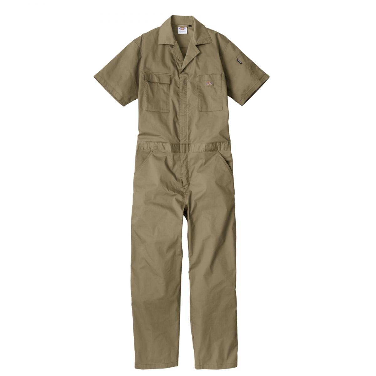 Dickies ディッキーズ ライトT/Cストレッチ 半袖ツナギ キャメル M D-6702 つなぎ 接触冷感 夏 コーコス 作業着 作業服