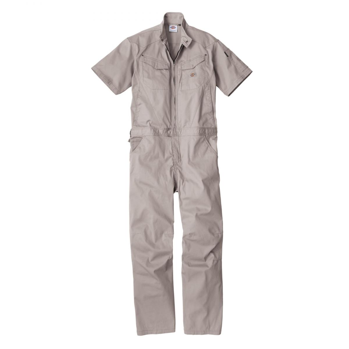 Dickies ディッキーズ ストレッチヘリンボーン 半袖ツナギ アッシュ 3XL D-912 コーコス 作業服 作業着 つなぎ