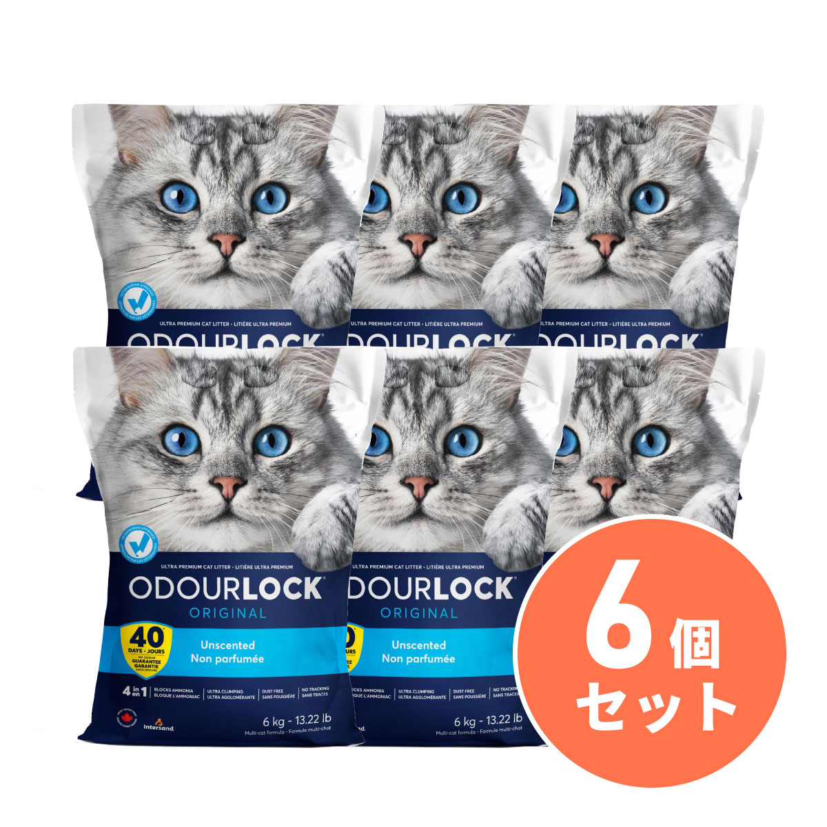 【在庫有・即納】 【まとめ買い】 PetPro(ペットプロ) 猫砂 オードロック 無香料 6kg×6袋セット　約8秒で固まる 消臭効果が40日間持続 鉱物系