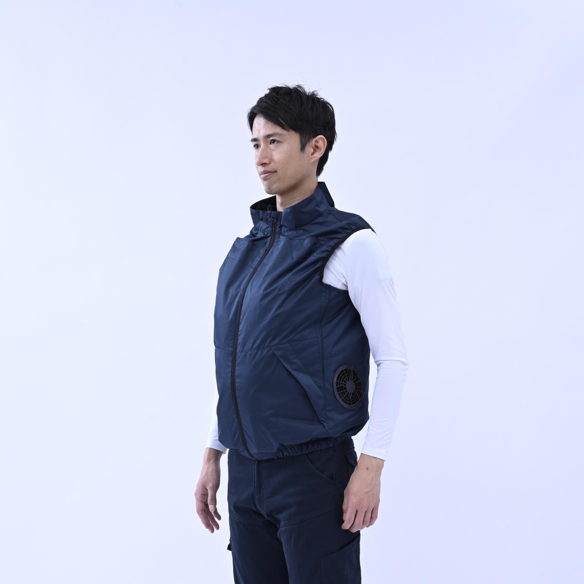 【在庫有・即納】山善 YAMAZEN KAZEfit ペルチェ搭載ファン付きウェア Mサイズ ネイビー KF-PW5SV-M ペルチェ2個タイプ ベスト 空調ウェア 熱中症対策|ダイユーエイト店
