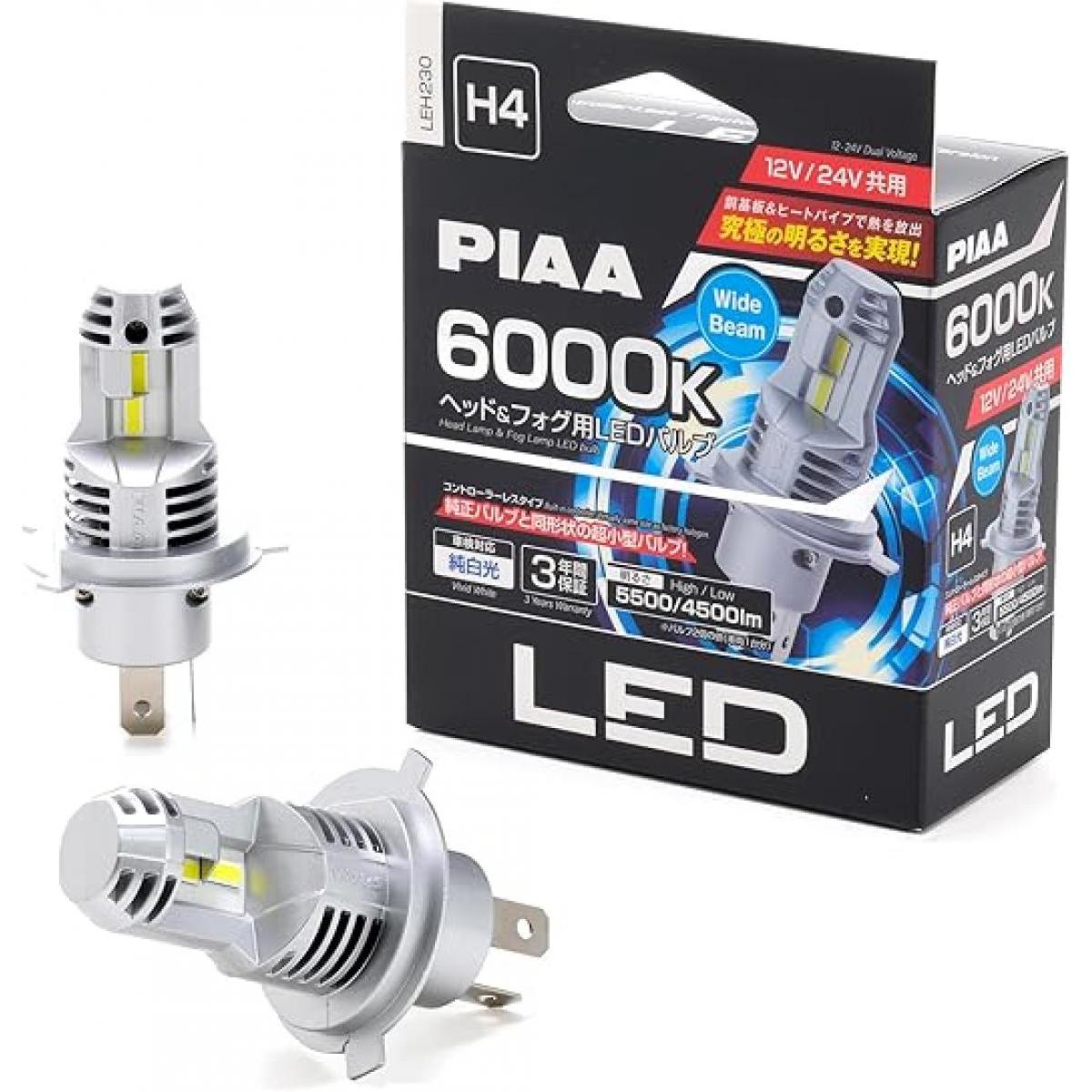 PIAA【LEH220】H4 LEDバルブ 6000K 8000lm PIAA LEH220 ヘッド用 H4 コントローラー付LEDバルブ 6000K