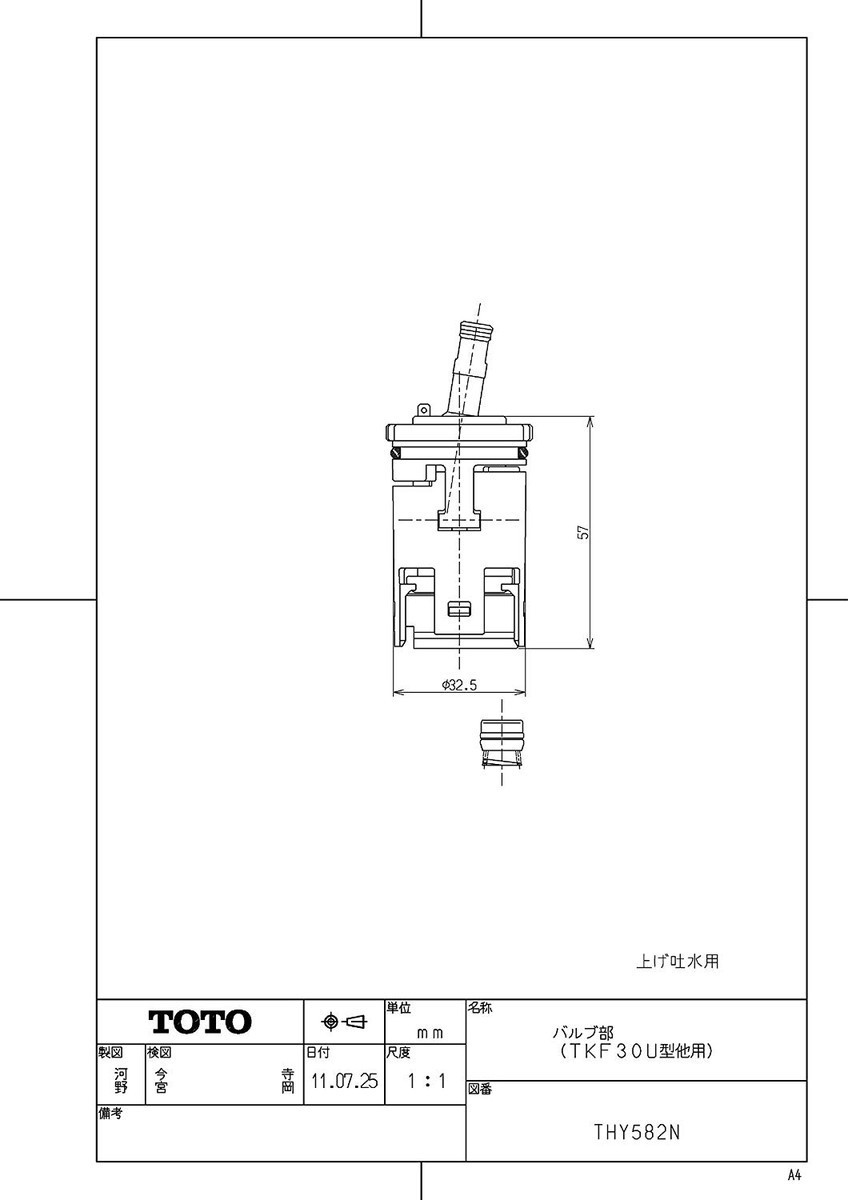 TOTO シングルレバー用カートリッジ THY582N 木材・建築資材・設備