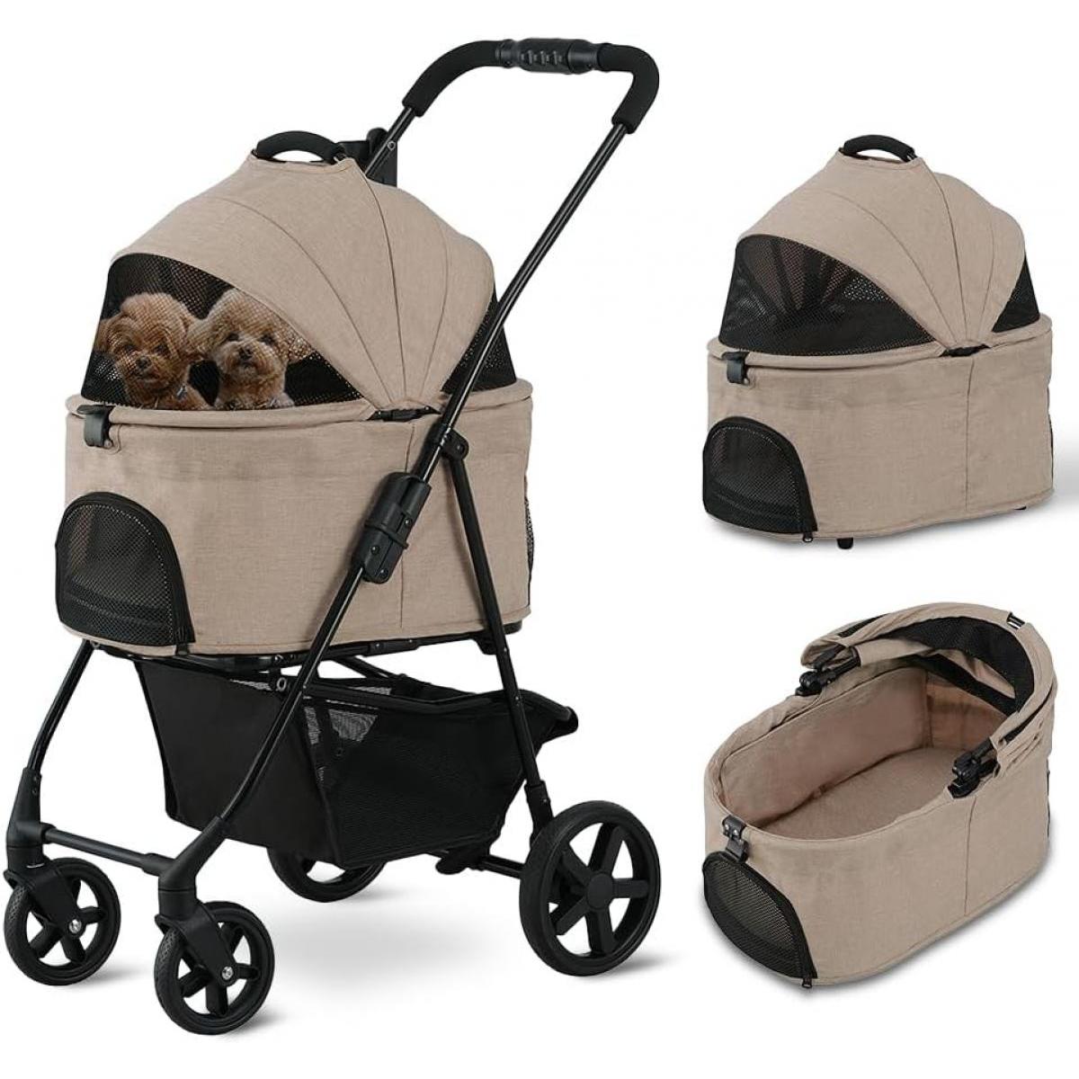 アイリスオーヤマ 3WAYペットカート TPC-990 ベージュ 小型犬 中型犬 折り畳み 分離型 カート キャリー ドライブボックス ペットカート