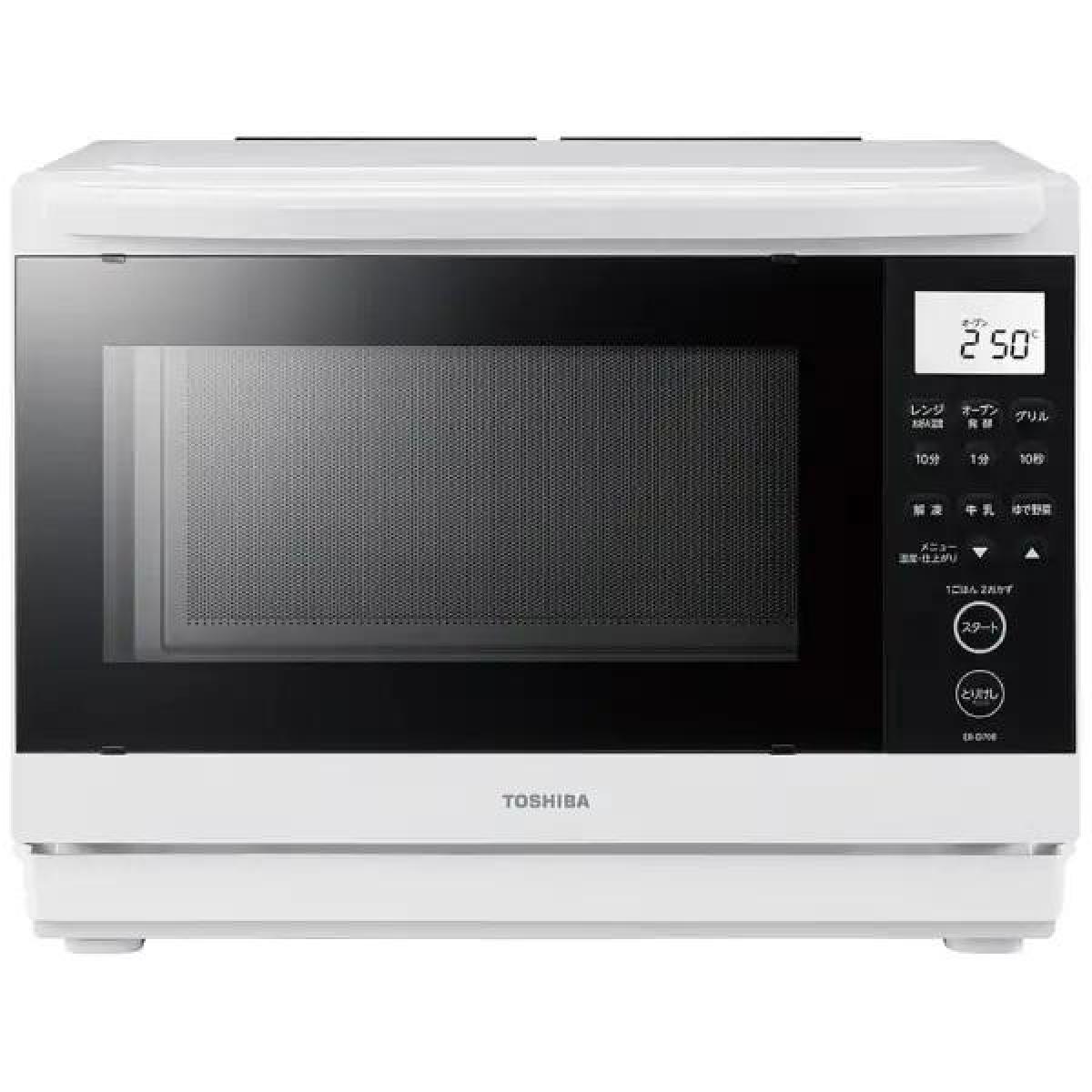 TOSHIBA 東芝 石窯ドーム 角皿式スチーム ER-D70B-W ホワイト 26L オーブンレンジ 電子レンジ オーブン レンジ フラット ワイド |ダイユーエイト店