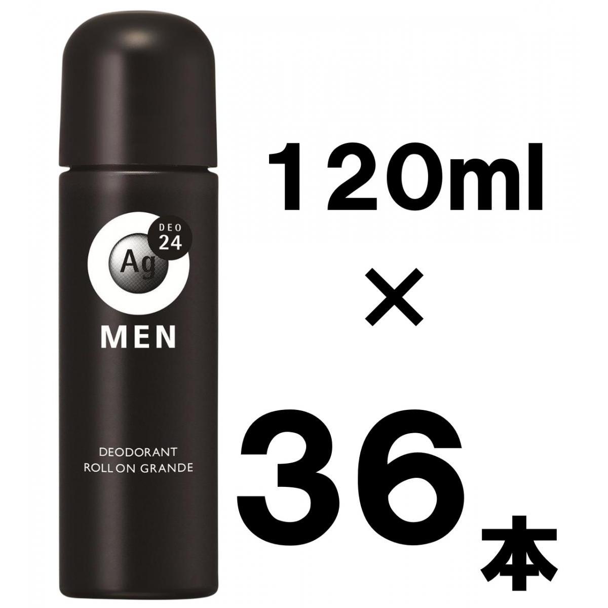 【まとめ買い】ファイントゥデイ エージーデオ24メン メンズデオドラントロールオン グランデ 無香性 120ml×36本|ダイユーエイト店