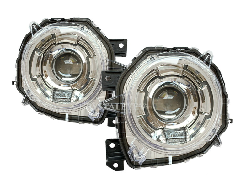 ジムニーシエラJB43W ヘッドライトユニット左右セット ジムニー LEDプロジエクター仕様 LEDリング型ポジション内蔵