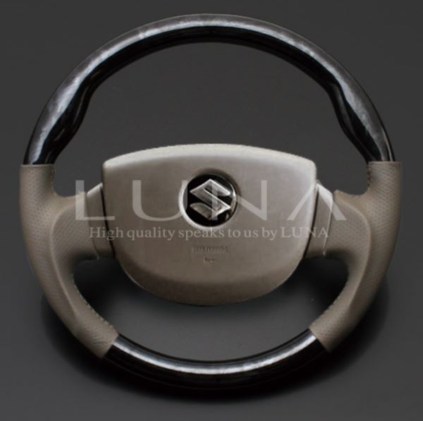 ミニキャブバン ステアリング DS64V 2014/2-2015/3 黒木目xベージュレザー LUNA/ルナ (LS39