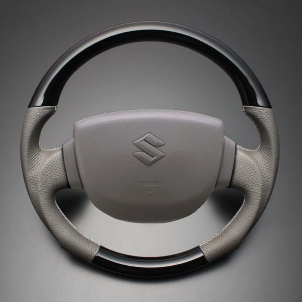 ミニキャブバン ステアリング DS17V 2015/3- ピアノブラックxベージュレザーxシルバーユーロステッチ LUNA/ルナ (LSEV-VPS