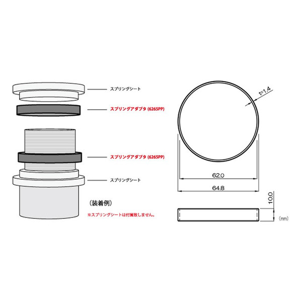 swift スイフト スプリングシート用アダプタ ID62mm→65mm 樹脂アダプタ2枚 6265PP 2021年最新入荷