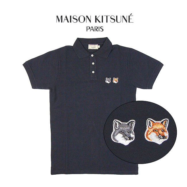 【楽天市場】MAISON KITSUNE ポロシャツ メゾンキツネ メンズ 半袖 キツネ 顔 DOUBLE FOX HEAD PATCH