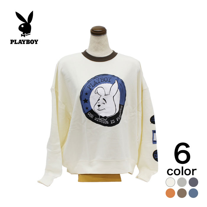 楽天市場 Playboy プレイボーイ ロゴプリント バックプリント 長袖 スウェット ダン 蔵之助 楽天市場店