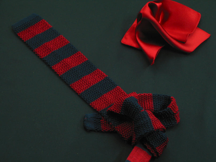 ★イタリアネクタイ DAN ROMAネクタイ No325 SUMMER SILK MESSH BORDER ROSSO e NAVY BLU