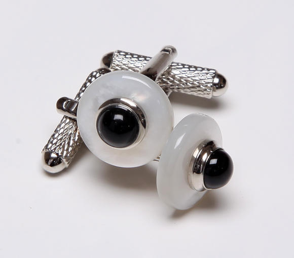 ★カフスボタン ONYX-ART LONDON MOP_22 ONYX ROUND CUFFS