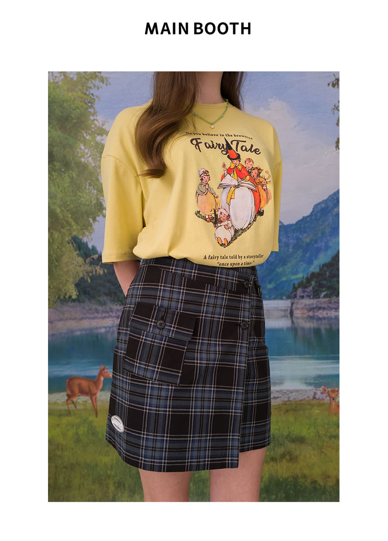 楽天市場 メール便対応 Main Booth メインブース チェック スカート ミニ 膝上 ボタン ラップスカート タータンチェック 韓国 ファッション ブランド レディース おしゃれ オルチャンファッション 韓国服 デイリーコーデ プチプラ かわいい スクールガール 韓国