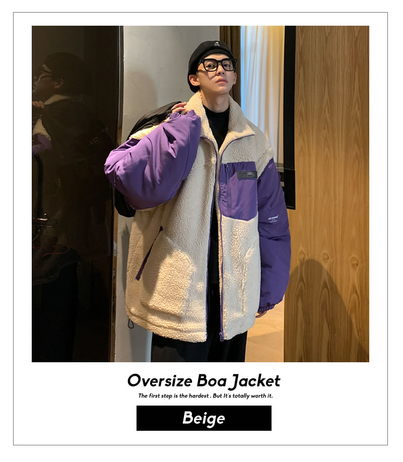 楽天市場 韓国 ファッション メンズ ボア ブルゾン ジャケット 冬 ビッグシルエット もこもこ あったかい おしゃれ オルチャンファッション 韓国服 スポーツ 韓国ファッション Shoowtime