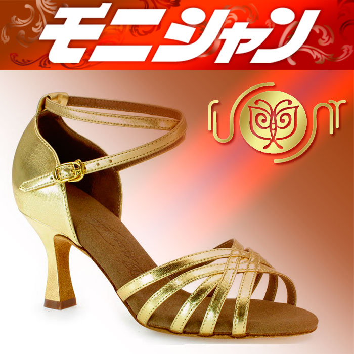 オレンジ サテン ストラップ 社交ダンスラテンシューズ di156g4_1.jpg